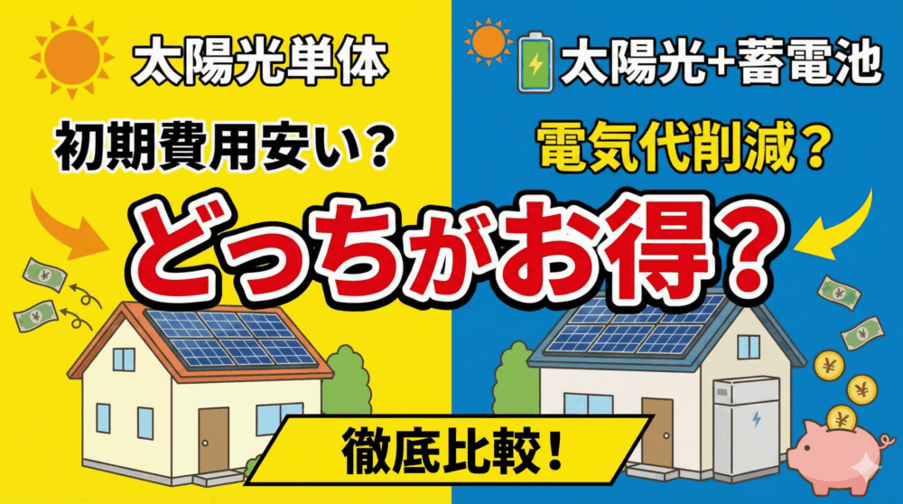 どっちがお得？太陽光単体 or 太陽光+蓄電池