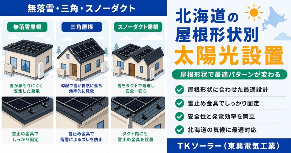 北海道の屋根形状別 太陽光設置パターン｜無落雪・三角・スノーダクト式の最適解