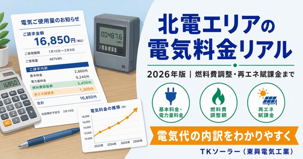 北電エリアの電気料金リアル2026年版｜従量電灯B・燃料費調整・再エネ賦課金まで