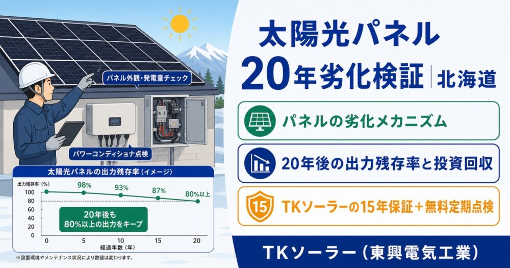 太陽光パネル20年使ったらどうなる？北海道寒冷地の耐久性・劣化検証｜TKソーラー（東興電気工業）