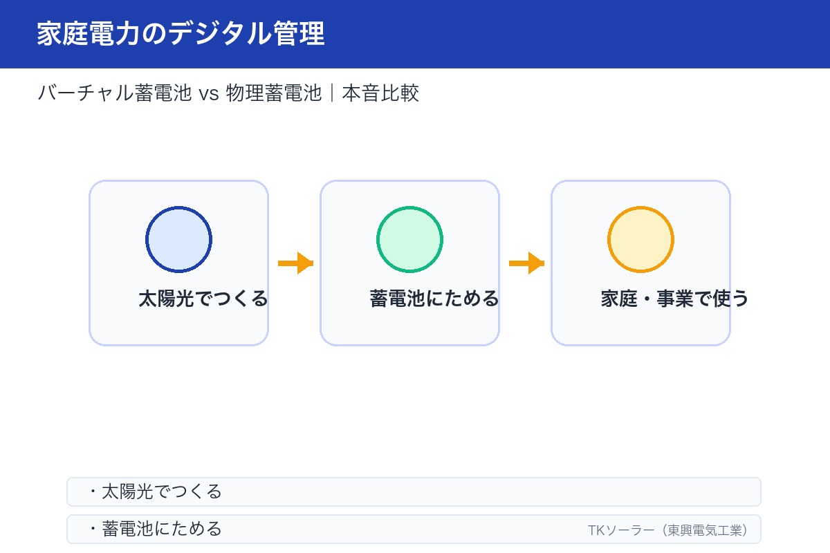 屋外設置型蓄電池のイラスト。物理蓄電池の設置イメージ。