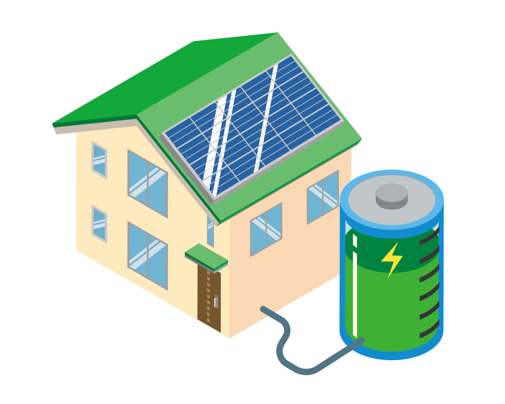 卒FIT後に蓄電池を追加導入した戸建てイメージ。自家消費シフトの実装例。